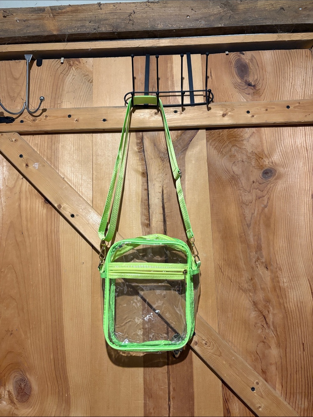 Clear Crossbody Bag with Lime Trim - Unbranded